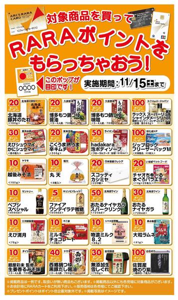 対象商品を買ってRARAポイントもらっちゃおう!10/16~11/15-1