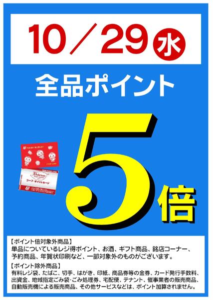 10/29(水)はポイント５倍！new-1