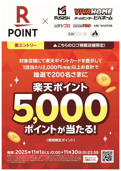 【楽天ポイントカード】抽選で200名さまに5,000ポイントが当たる!11月1日～11月30日new-1