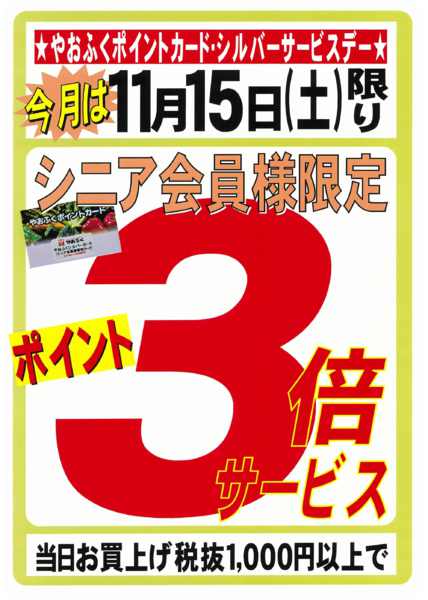 2025年11月10〜15日まで11/15(土)シルバサービス３倍デー-1