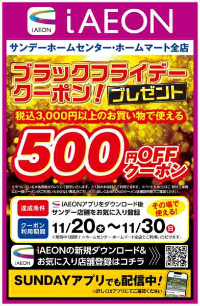 2025年11月20〜30日までブラックフライデー　500円引きクーポンnew-1