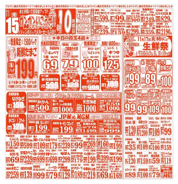 【11月15日(土)～11月17日(月)】 越谷花田店お買い得品のご案内です!!11月15日(土)～11月17日(月)-1