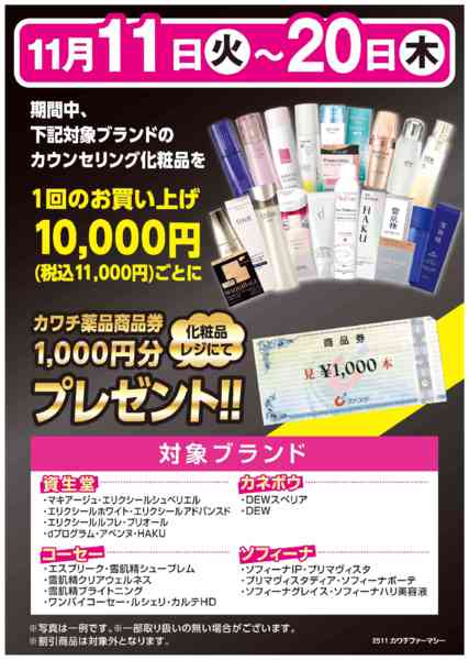 2025年11月11〜20日まで化粧品購入で商品券プレゼント！-1