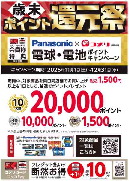 2025年11月8日〜12月31日までパナソニック電球電池ポイントキャンペーン-1