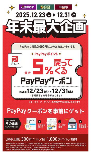 2025年12月22〜31日まで年末最大企画！PayPayクーポンの日-1