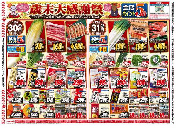 スーパー田子重 全店ポイント5倍の歳末大感謝祭！！お正月の準備は田子重におまかせくださいnew-1