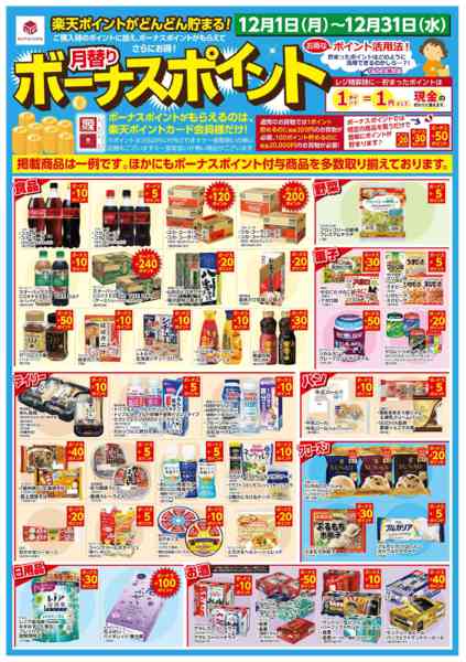 2025年12月1〜31日まで12/1 楽天ボーナスポイント-1