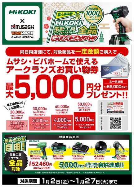 スーパービバホーム 【お買い物券】HiKOKI新年お年玉キャンペーン！new-1