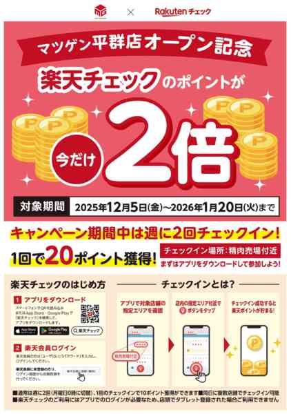 2025年12月5日〜2026年1月20日までオープン記念楽天チェックのポイント2倍-1