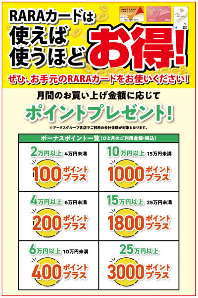 RARAカードは使えば使うほどお得!1月1日～12月31日-1