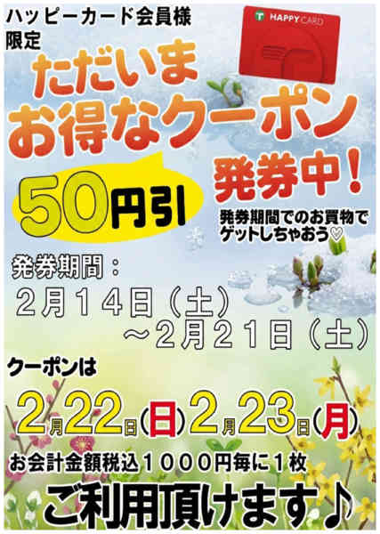 2026年2月14〜21日まで2/14～21 50円引きクーポン発券中new-1