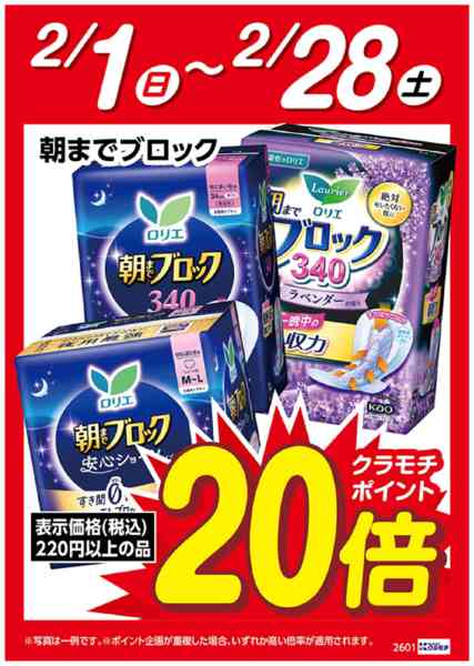 2026年2月1〜28日までロリエ朝までブロック　ポイント20倍-1