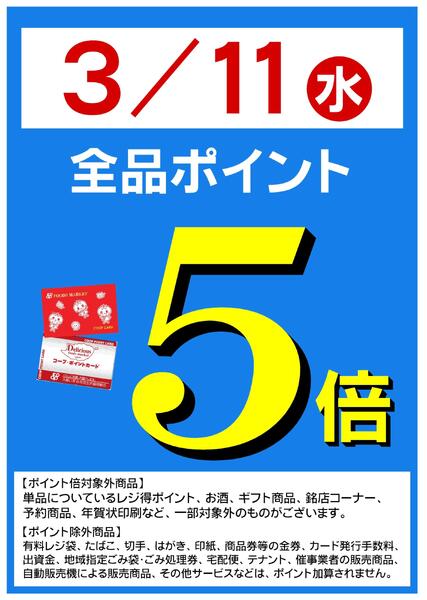 3/11(水)はポイント５倍！new-1