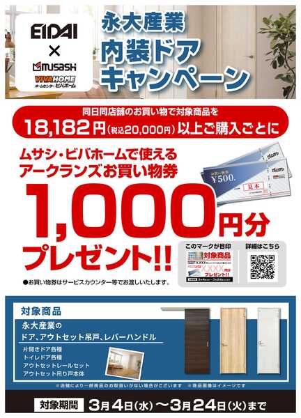 スーパービバホーム 【お買い物券】永大産業内装ドアキャンペーン！new-1