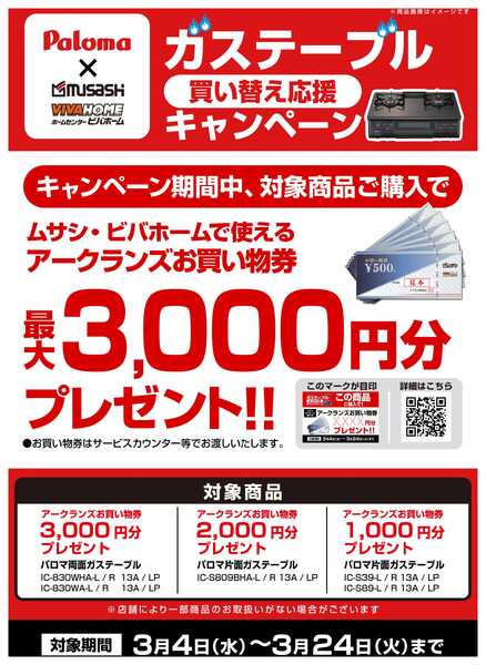 スーパービバホーム 【お買い物券】パロマガステーブルキャンペーン！new-1