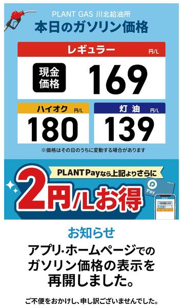 本日のガソリン価格-1
