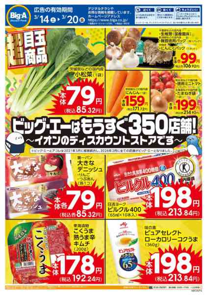 2026年3月14〜20日まで３／１４　ビッグ・エー今週のお買い得！！new-1
