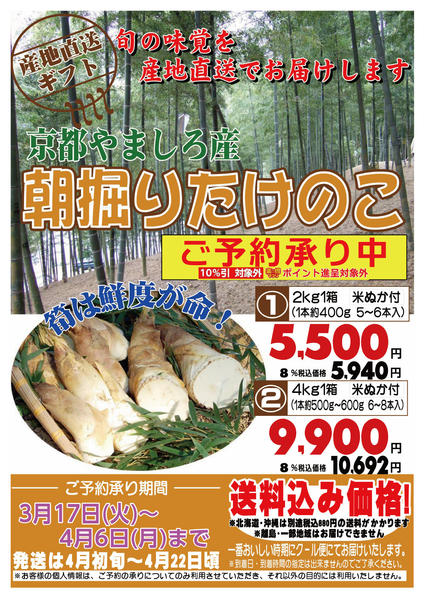 2026年3月17日〜4月6日まで【ギフト】京都やましろ産 朝堀りたけのこnew-1