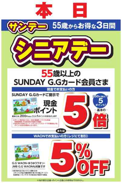 2026年3月15〜17日まで本日サンデーシニアデーnew-1
