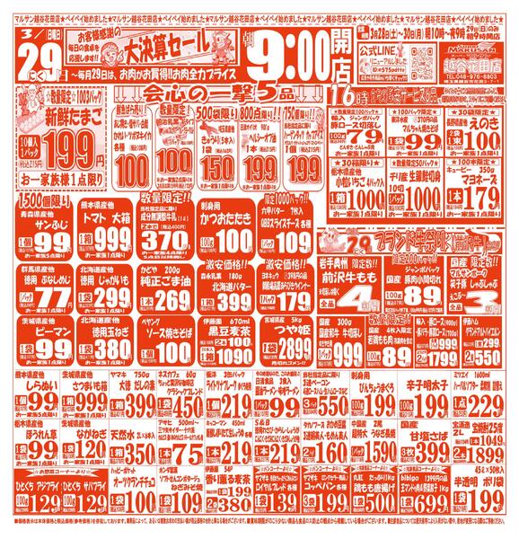 【3月28日(土)～3月30日(月)】 越谷花田店お買い得品のご案内です!!3月28日(土)～3月30日(月)-2
