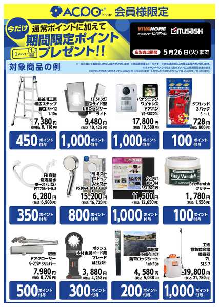 スーパービバホーム 対象商品ご購入で、限定ACPOポイントプレゼント！new-2