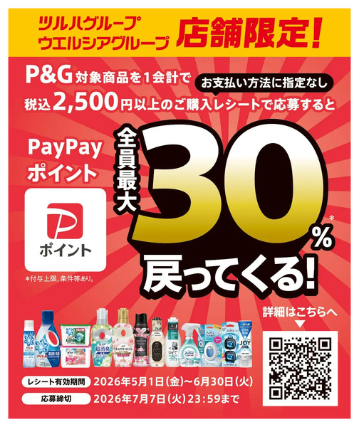 5/1~6/30 ウォンツ P&G衣食住洗剤PayPay30%還元キャンペーン5月1日～6月30日new-1