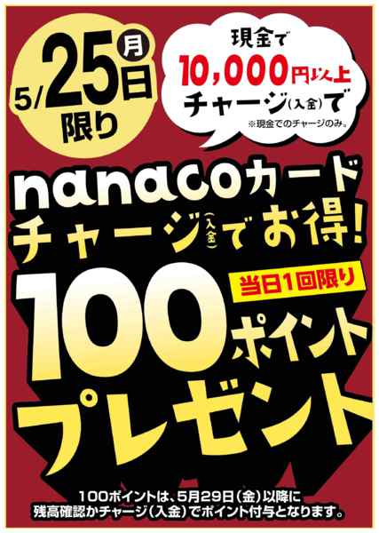 2026年5月25日限り5/25はnanacoチャージでお得！new-1