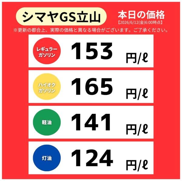 本日のガソリン価格-1