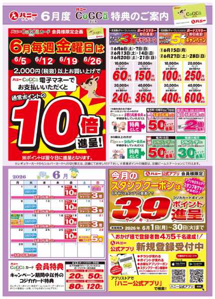 2026年6月1日〜30日までコジカ会員様６月特典案内-1