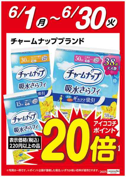 2026年6月1日〜30日までチャームナップ　ポイント20倍-1