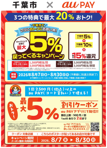 千葉市限定キャッシュレスキャンペーン×auPayクーポン8月7日～8月30日-1