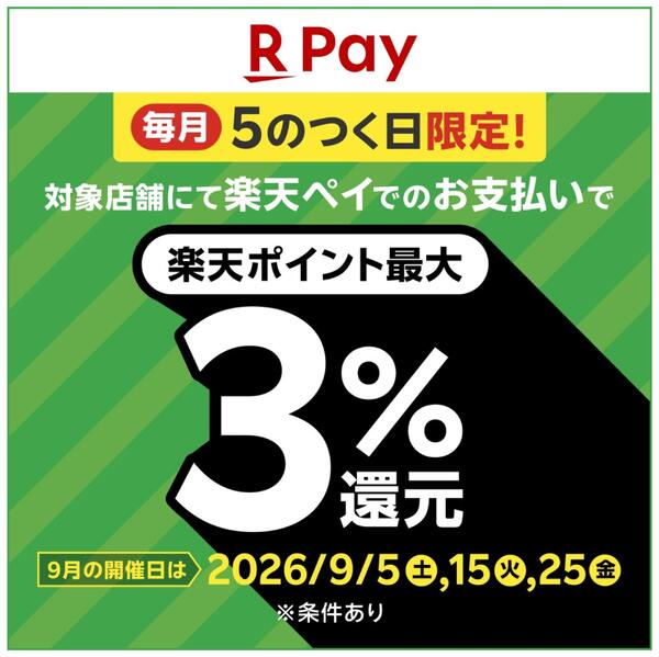 【毎月５のつく日限定！】楽天ペイ 最大3％還元キャンペーン-1