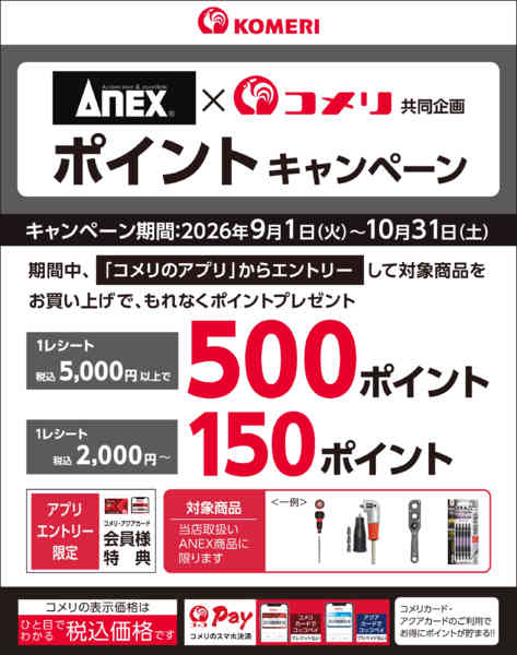 2026年9月26日〜10月31日までAnex ポイントキャンペーンnew-1