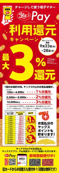 2026年9月23日〜28日までヤックスPay利用還元キャンペーン！new-1