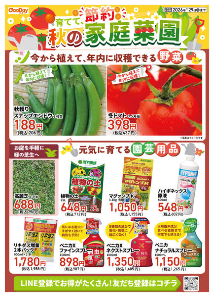 2026年9月16日〜29日まで育てて、節約 秋の家庭菜園チラシnew-1