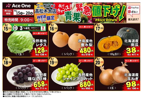 2026年9月15日〜20日まで高松木太店WEB限定　青果緊急値下げ！new-1