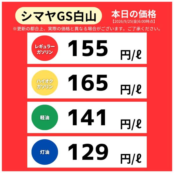 本日のガソリン価格-1