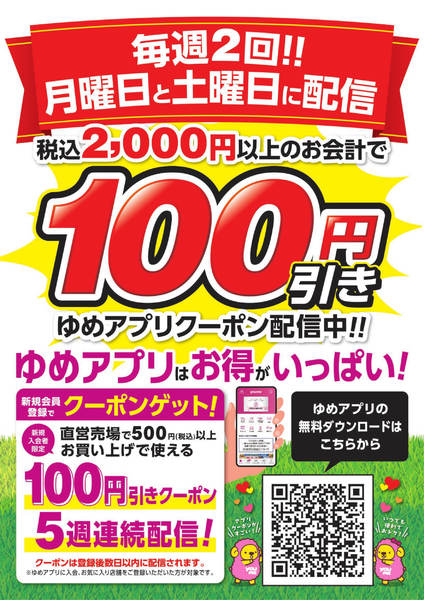 2026年10月3日〜31日までゆめアプリ登録で毎週＆5週連続100円引new-1