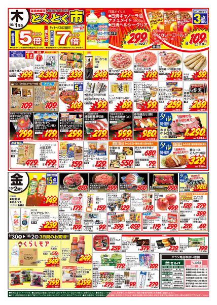 9/29号　火曜均一祭～青果は長雨の影響により野菜相場高騰中。掲載品以外については、無くなり次第終了です！～-2